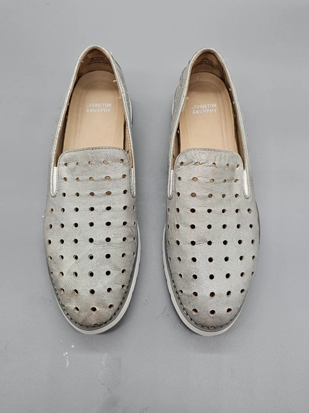 Johnston & Murphy Perforated Suede Slip-Ons - Gray